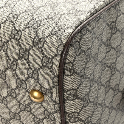 Gucci GG Supreme Monogram Textured Dollar Calfskin Web Large Savoy Duffle Bag Beige Ebony New Acero 8 of 10