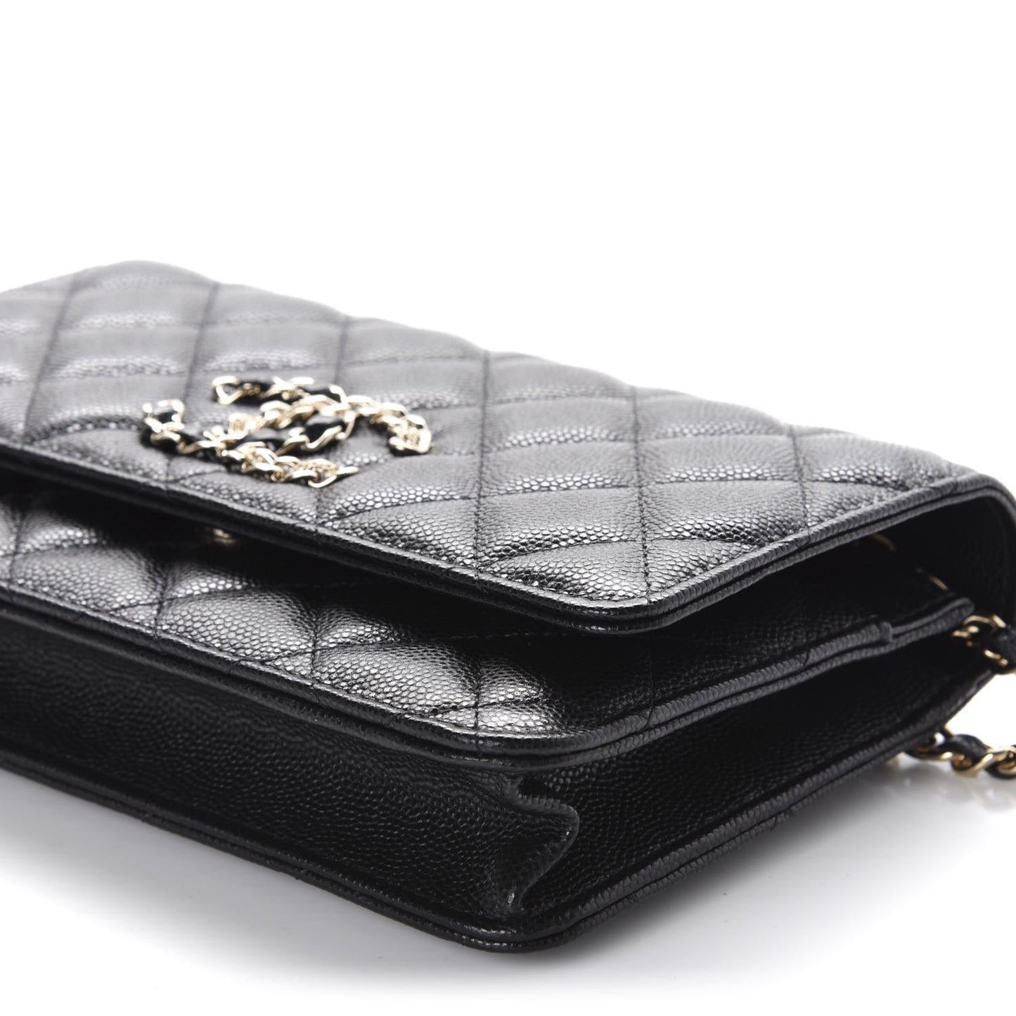Caviar Quilted French New Wave Chain CC Wallet On Chain WOC Black