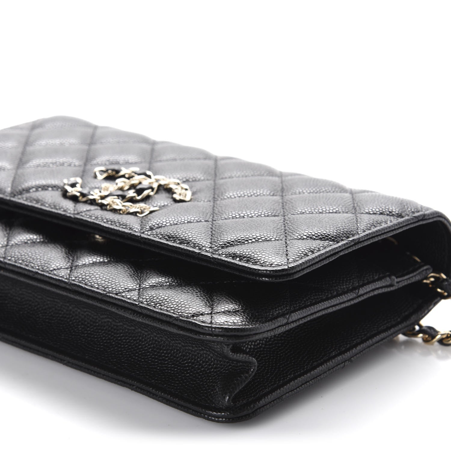 Chanel Caviar Quilted French New Wave Chain CC Wallet On Chain WOC Black 7 of 12