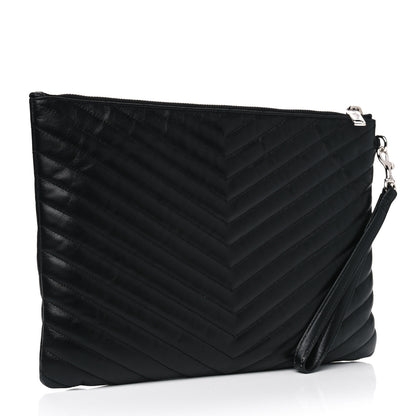 Saint Laurent Calfskin Matelasse Monogram Cassandre Tablet Pouch Black 2 of 4