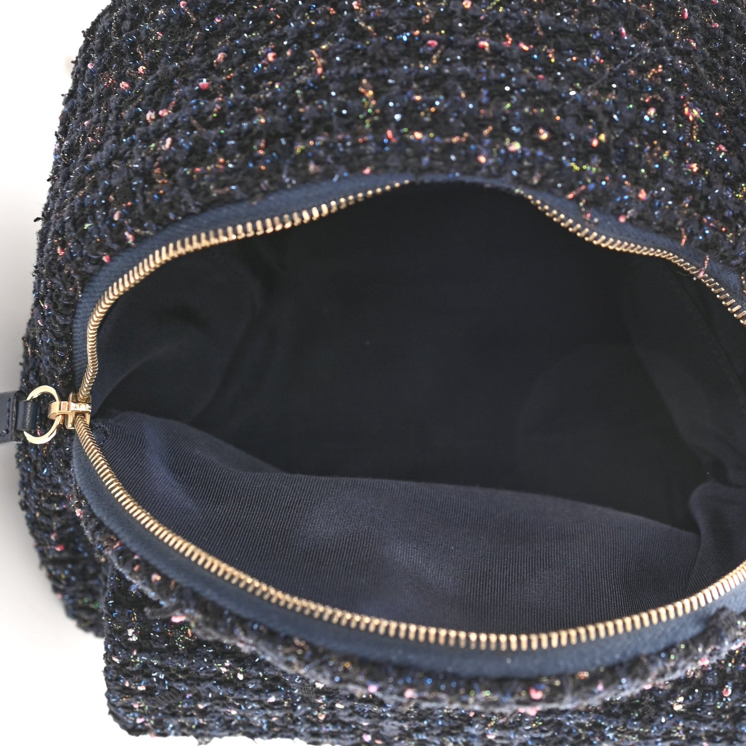 Chanel Tweed Front Pocket Backpack Navy 5 of 10