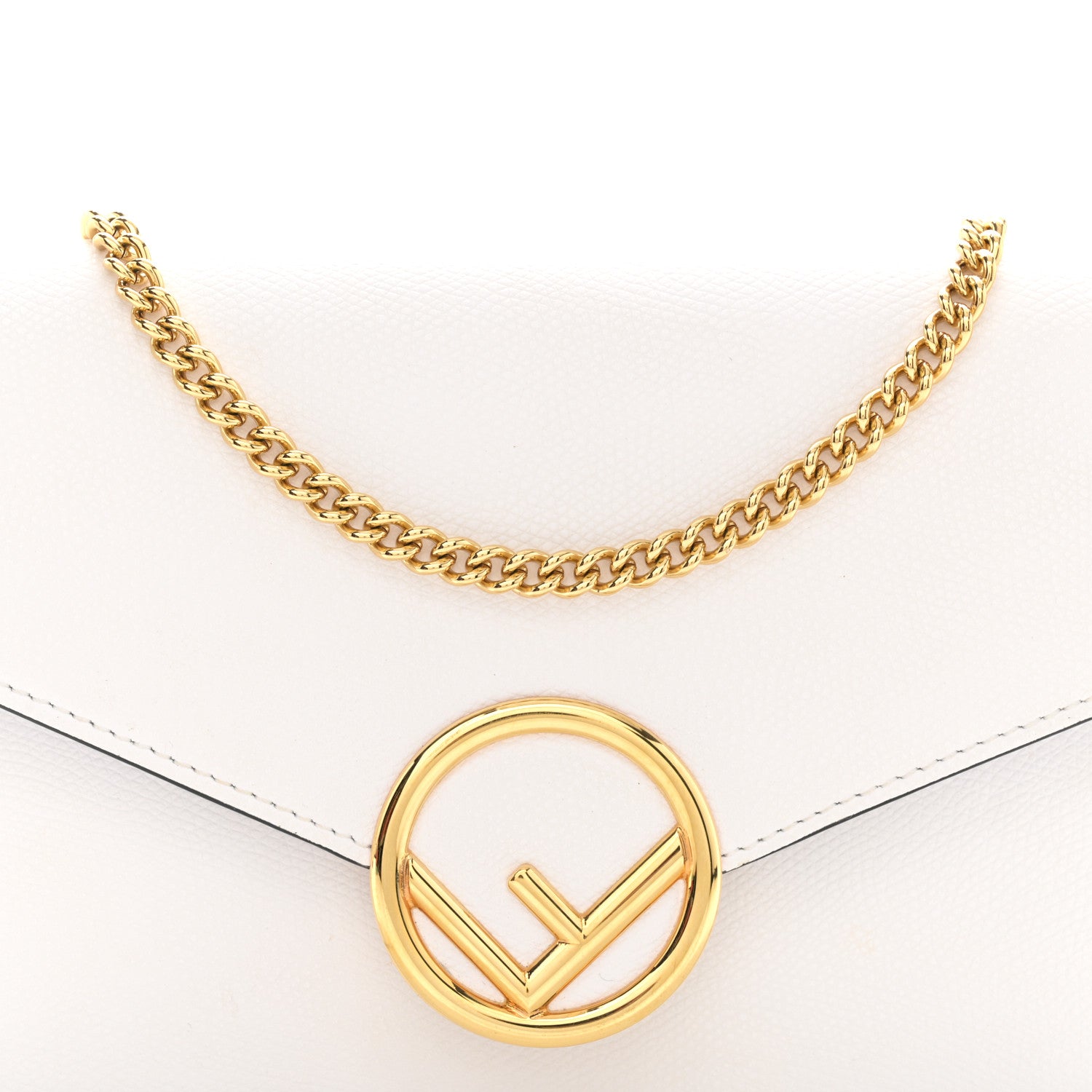 Fendi Vitello Cruise F is Fendi Medium Envelope Wallet on Chain Optical White 11 of 17