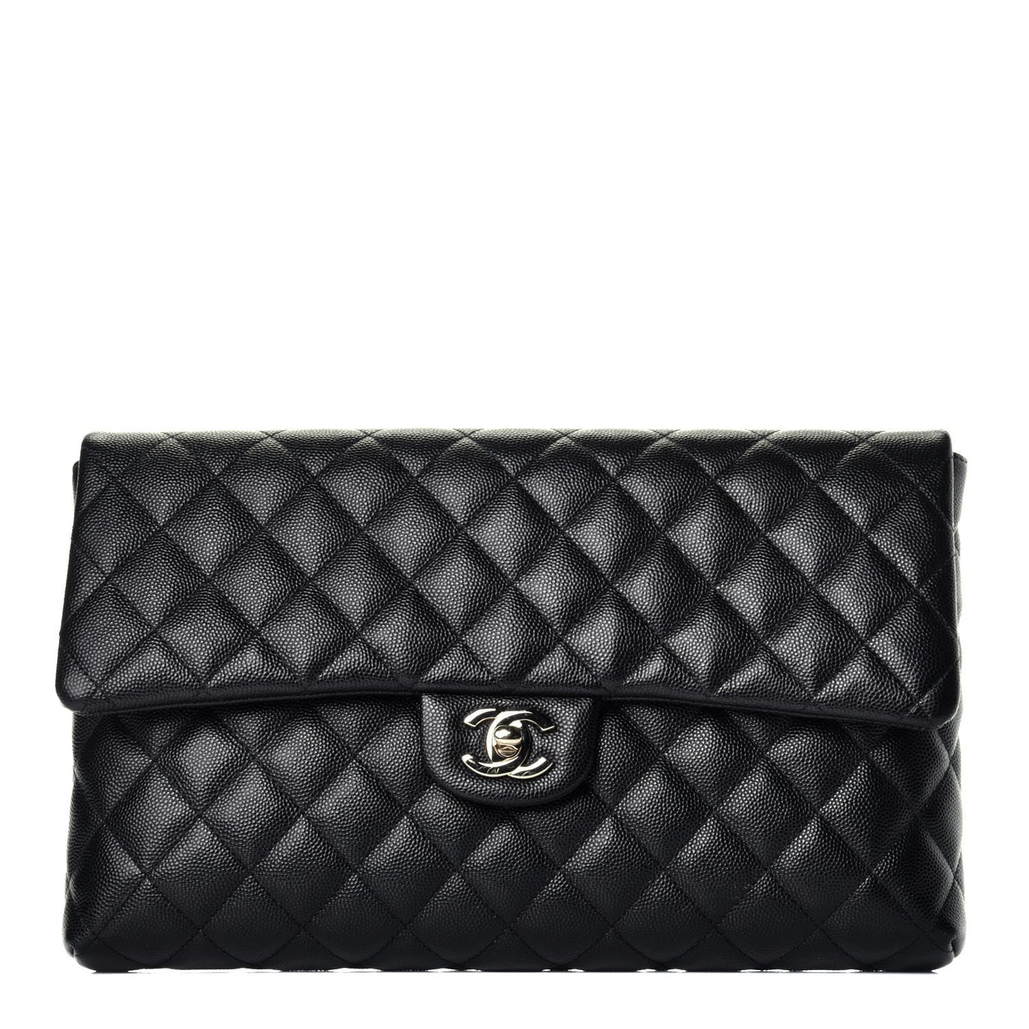Caviar Quilted Flap Clutch Black
