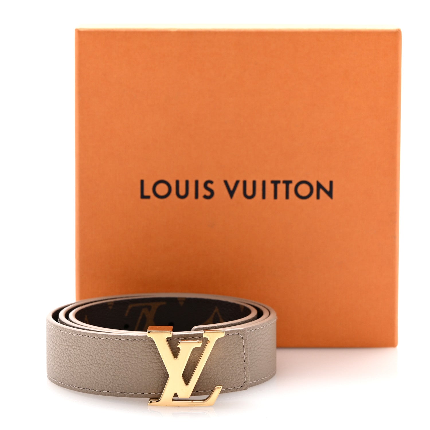 Louis Vuitton Calfskin Monogram 30mm LV Initiales Reversible Belt 80 32 Beige 7 of 7