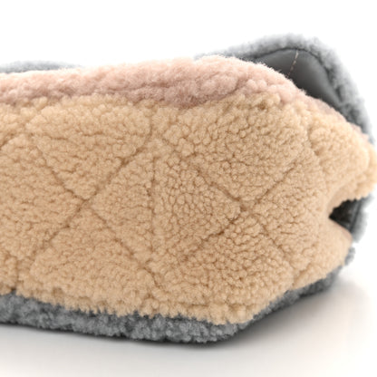 Chanel Shearling Sheepskin Single Flap Gray Pink Beige 10 of 10
