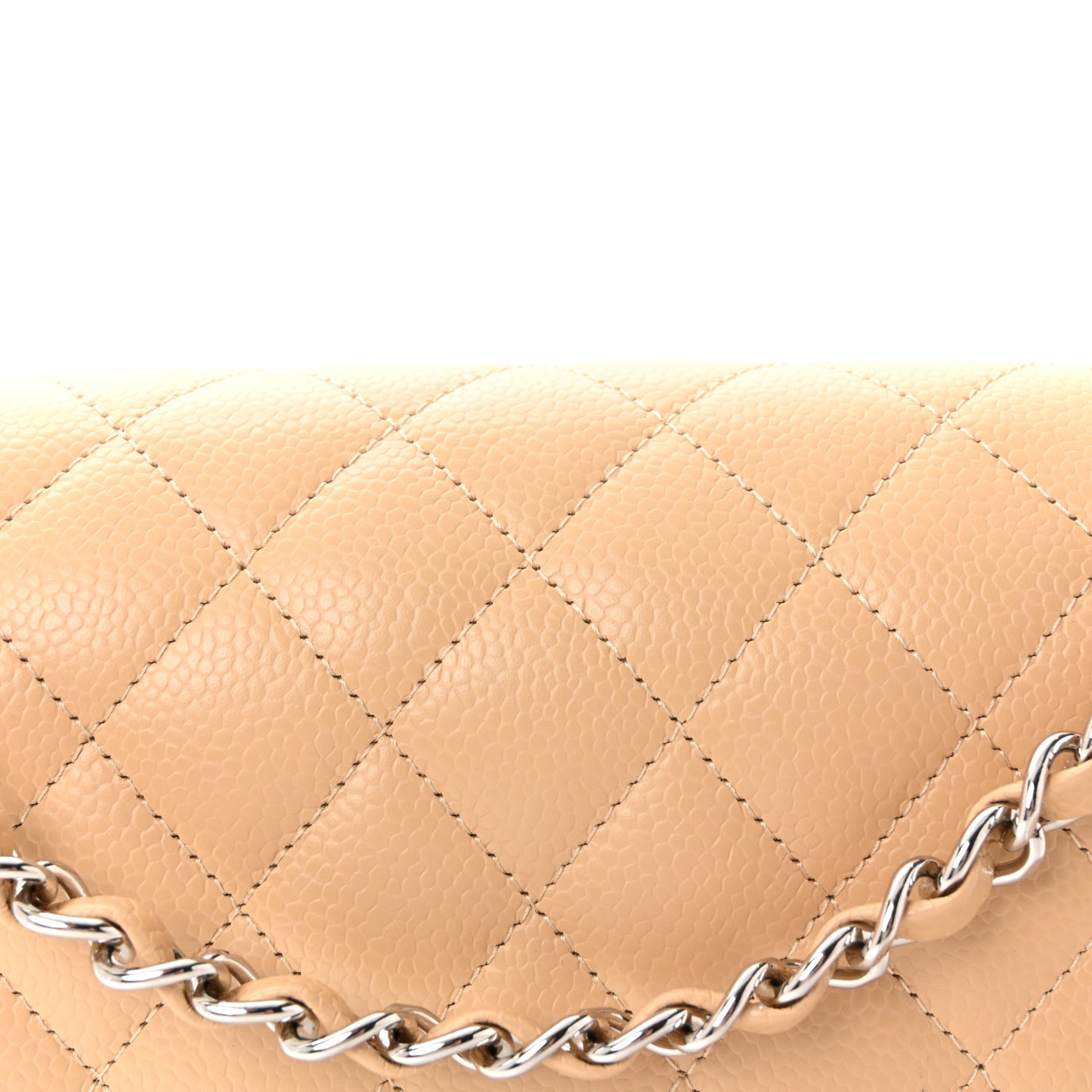 Caviar Quilted Medium Double Flap Beige Clair