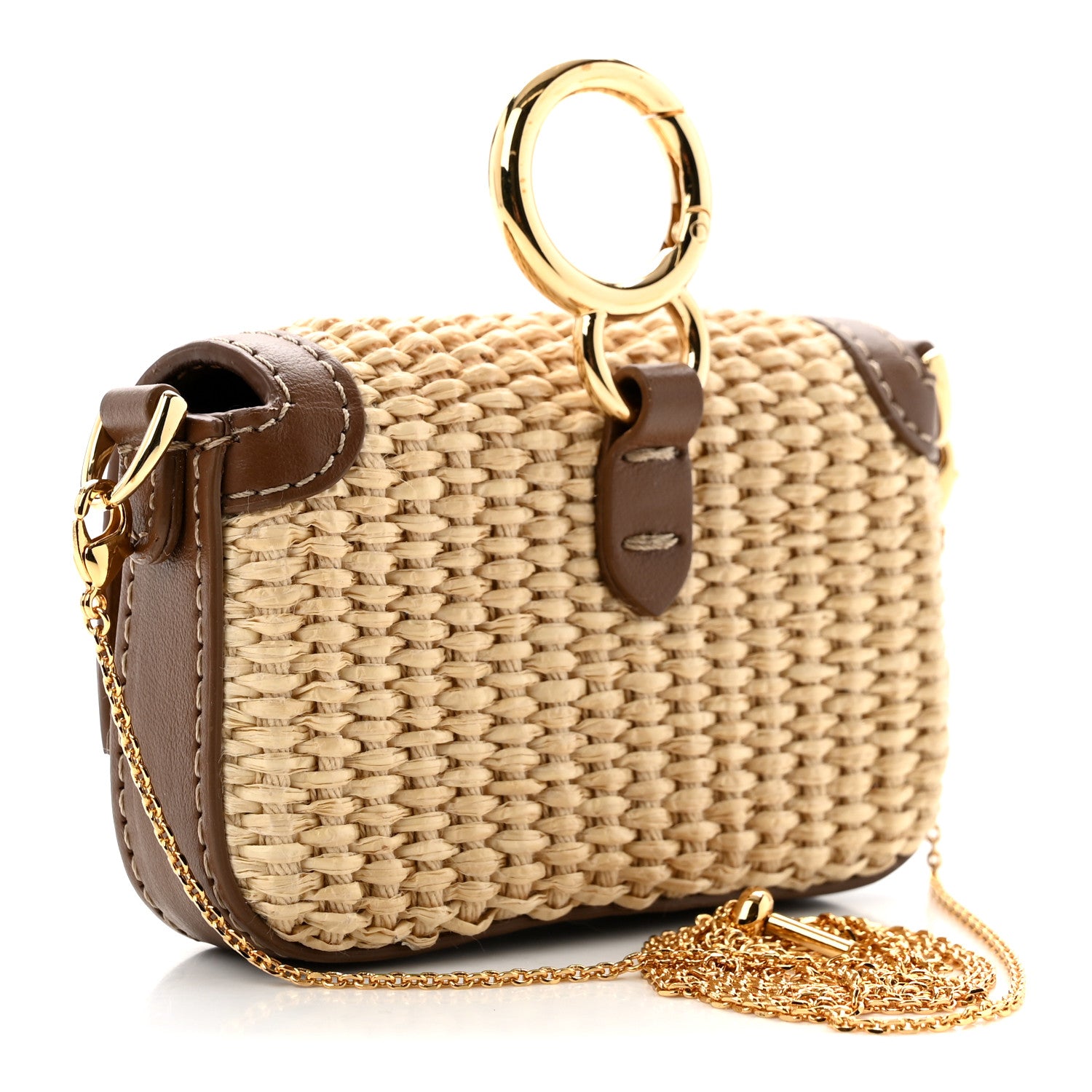 Fendi Macrame Crochet Vitello Grace Nano Maxi Buckle Baguette