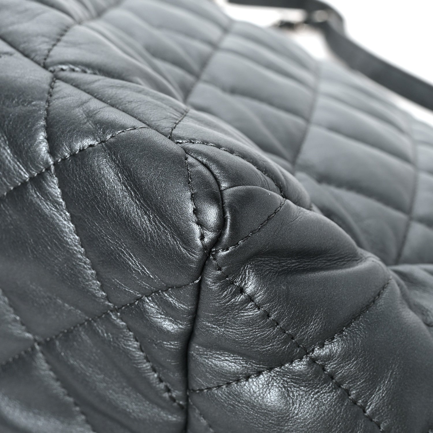 Chanel Metallic Lambskin Quilted Large Week End on Mars Tote Dark Grey 14 of 15