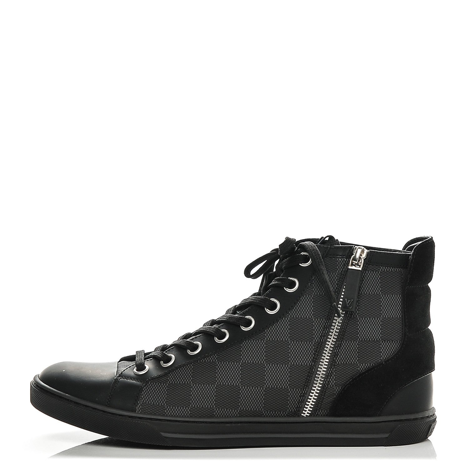 Louis Vuitton Damier Graphite Calfskin Suede Mens Aventure High Top Sneakers 8 1 of 7