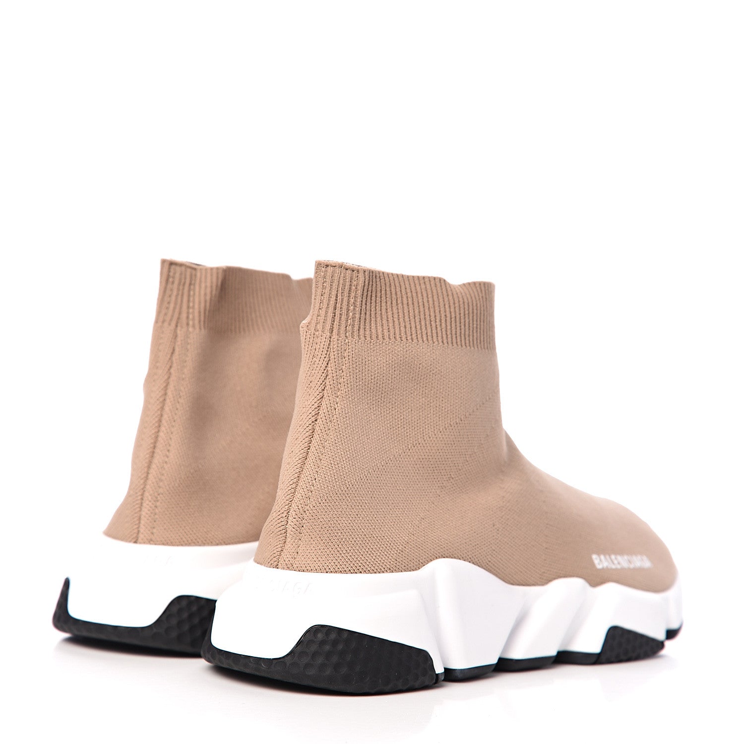 Balenciaga Neoprene Knit Bi-Color Sole Womens Speed Sneakers 38 Beige White Black 4 of 8