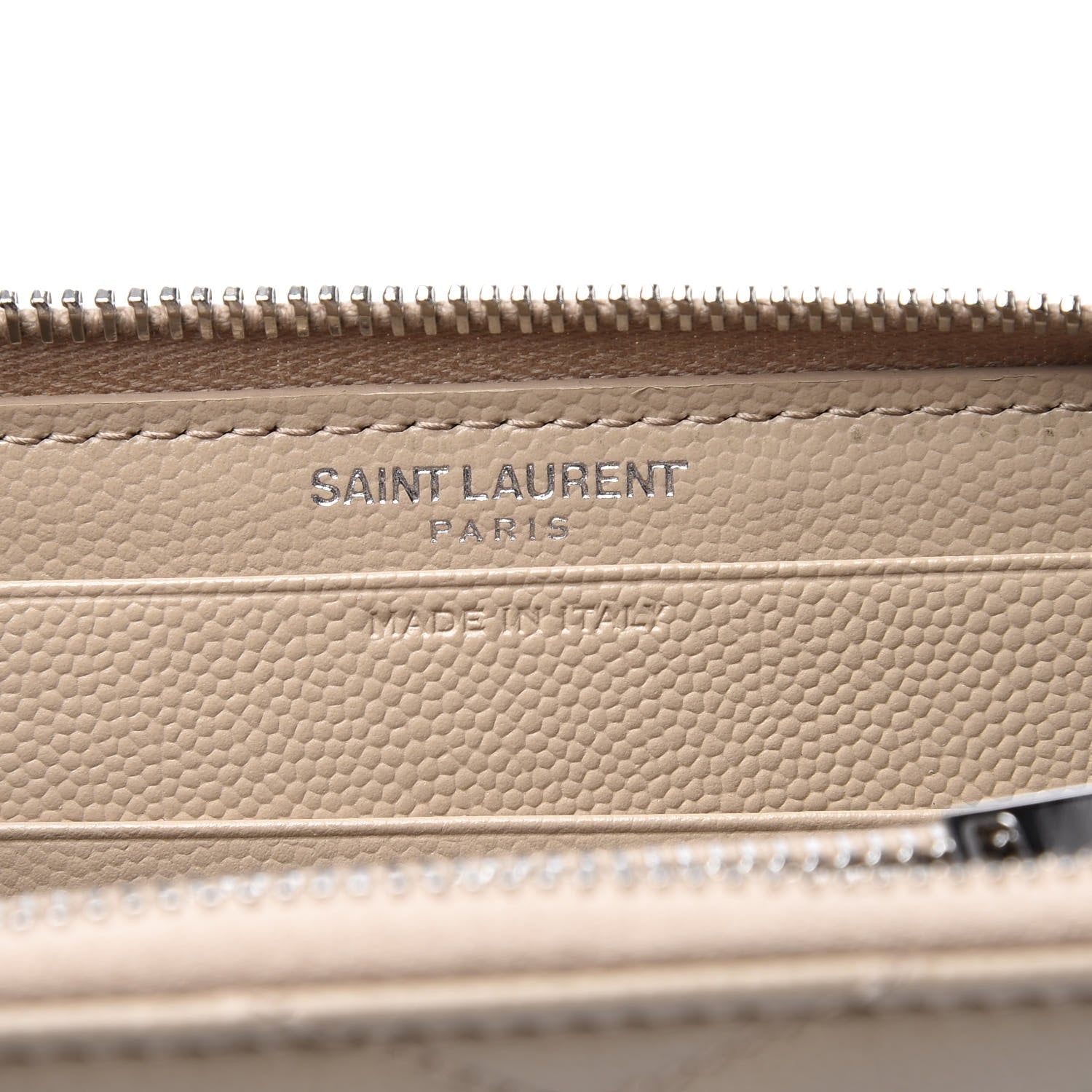 Saint Laurent Grain De Poudre Matelasse Chevron Monogram Zip Around Wallet Beige 5 of 8