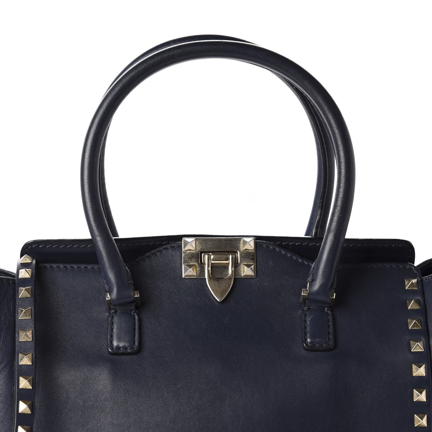 Vitello Rockstud Double Handle Tote Marine