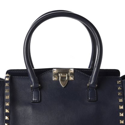 Valentino Garavani Vitello Rockstud Double Handle Tote Marine 10 of 10