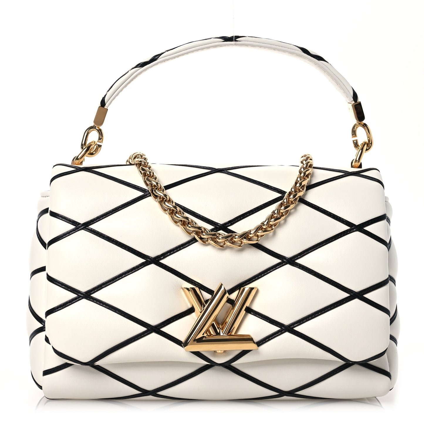 Lambskin Malletage Top Handle GO-14MM White Black