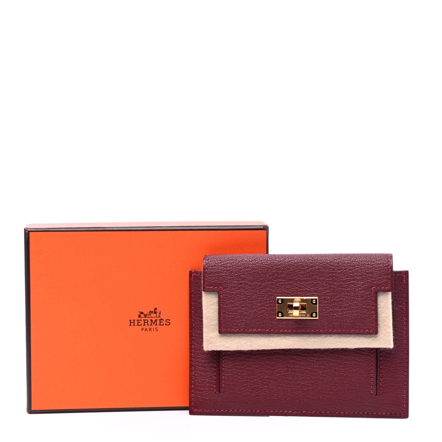 Chevre Mysore Kelly Pocket Compact Wallet Rouge H