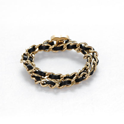 Chanel Lambskin CC Turnlock Double Chain Bracelet Black Gold 3 of 5