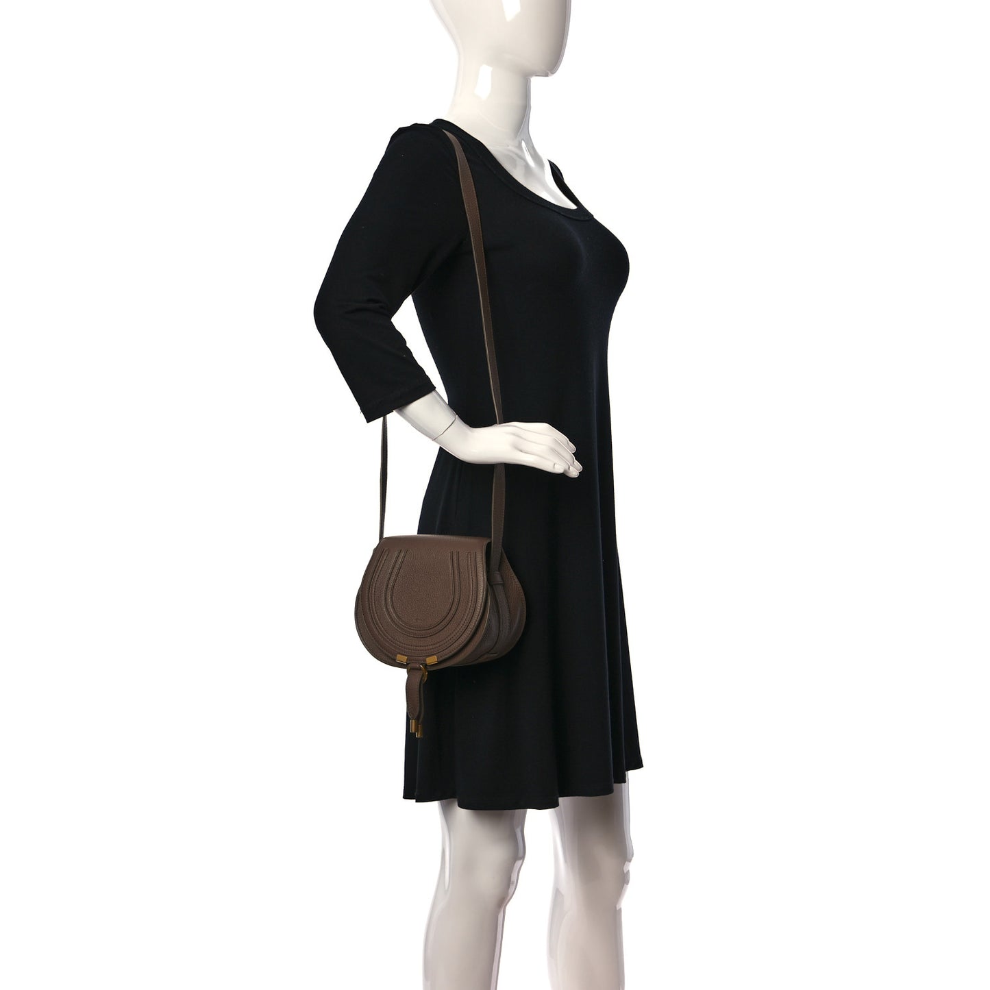 Calfskin Mini Marcie Round Crossbody Bag Desert Taupe