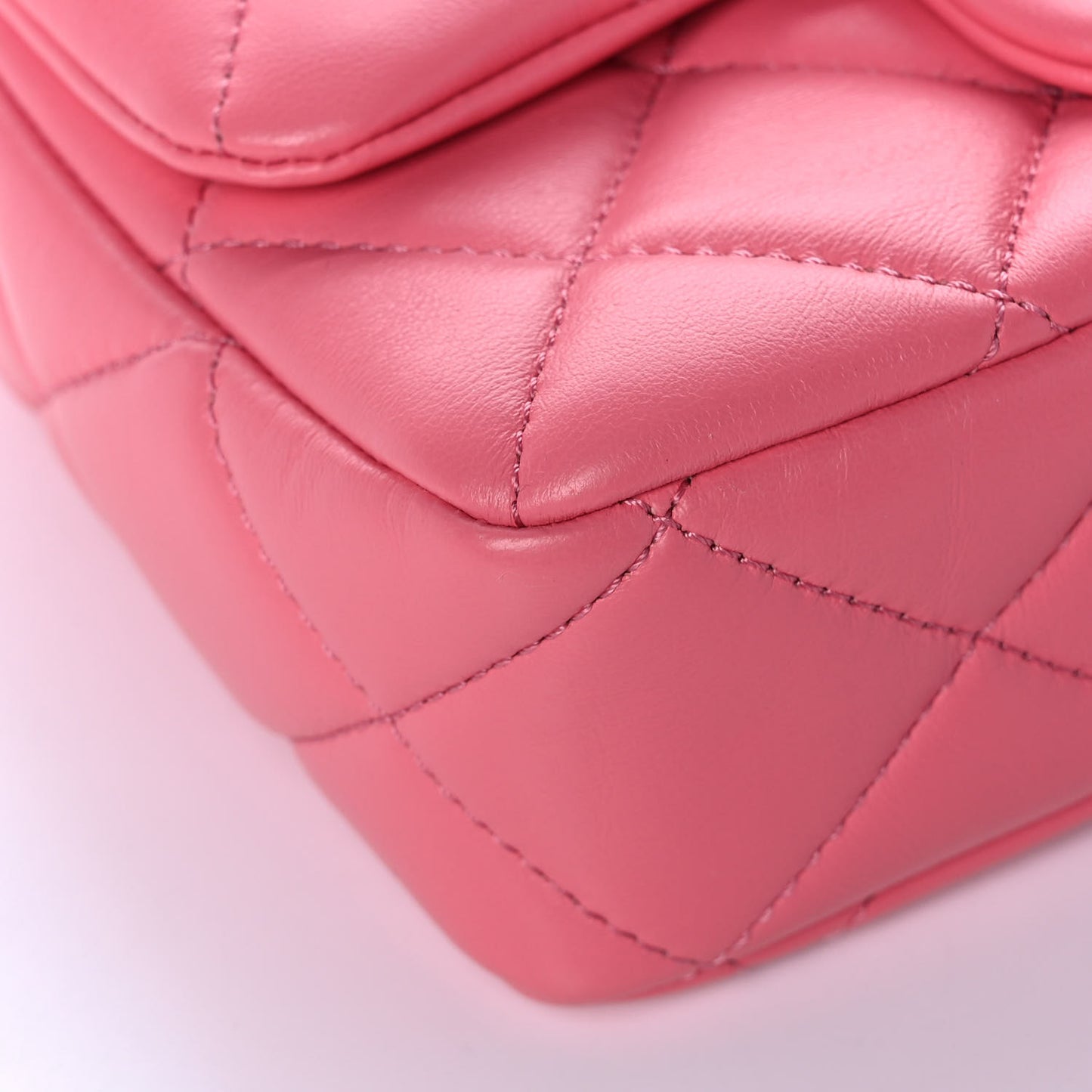 Lambskin Enamel Quilted Pending CC Mini Square Flap Pink