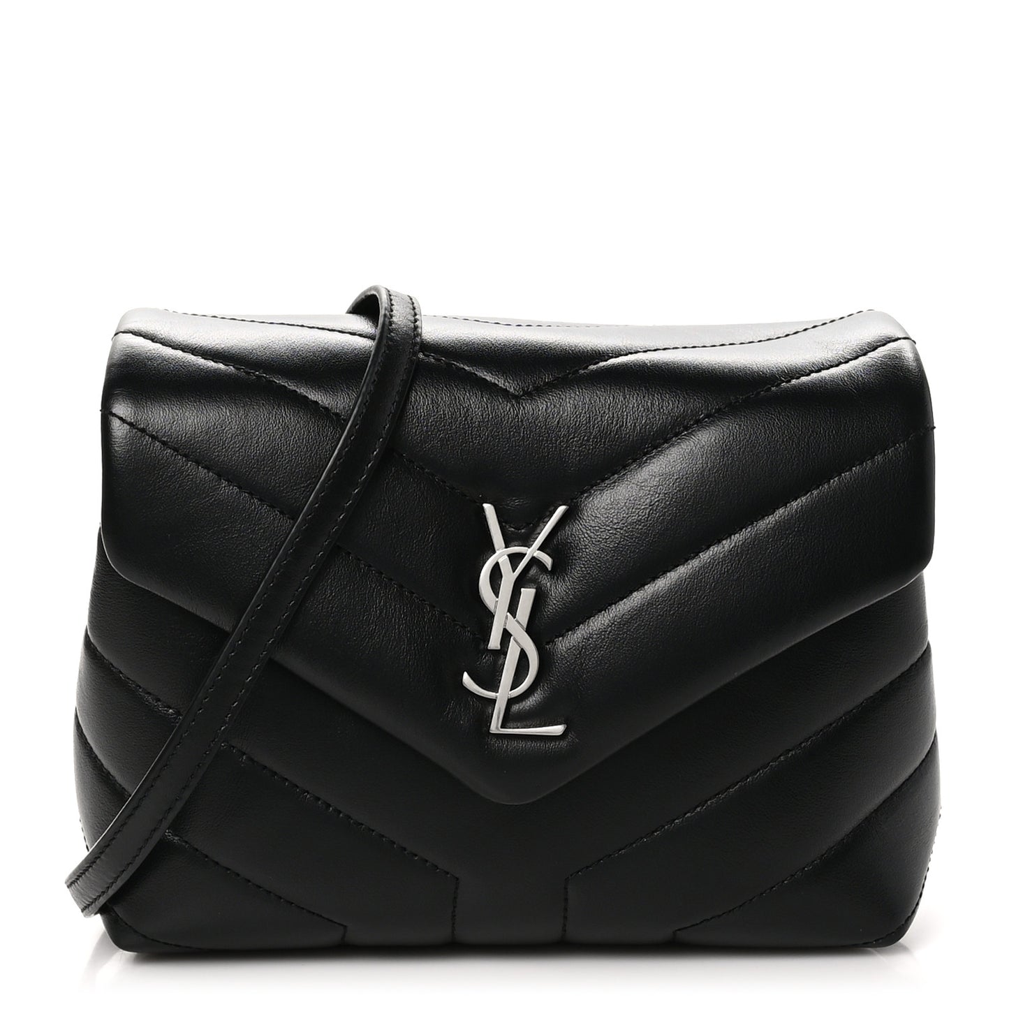 Calfskin Y Quilted Monogram Toy Loulou Crossbody Bag Black
