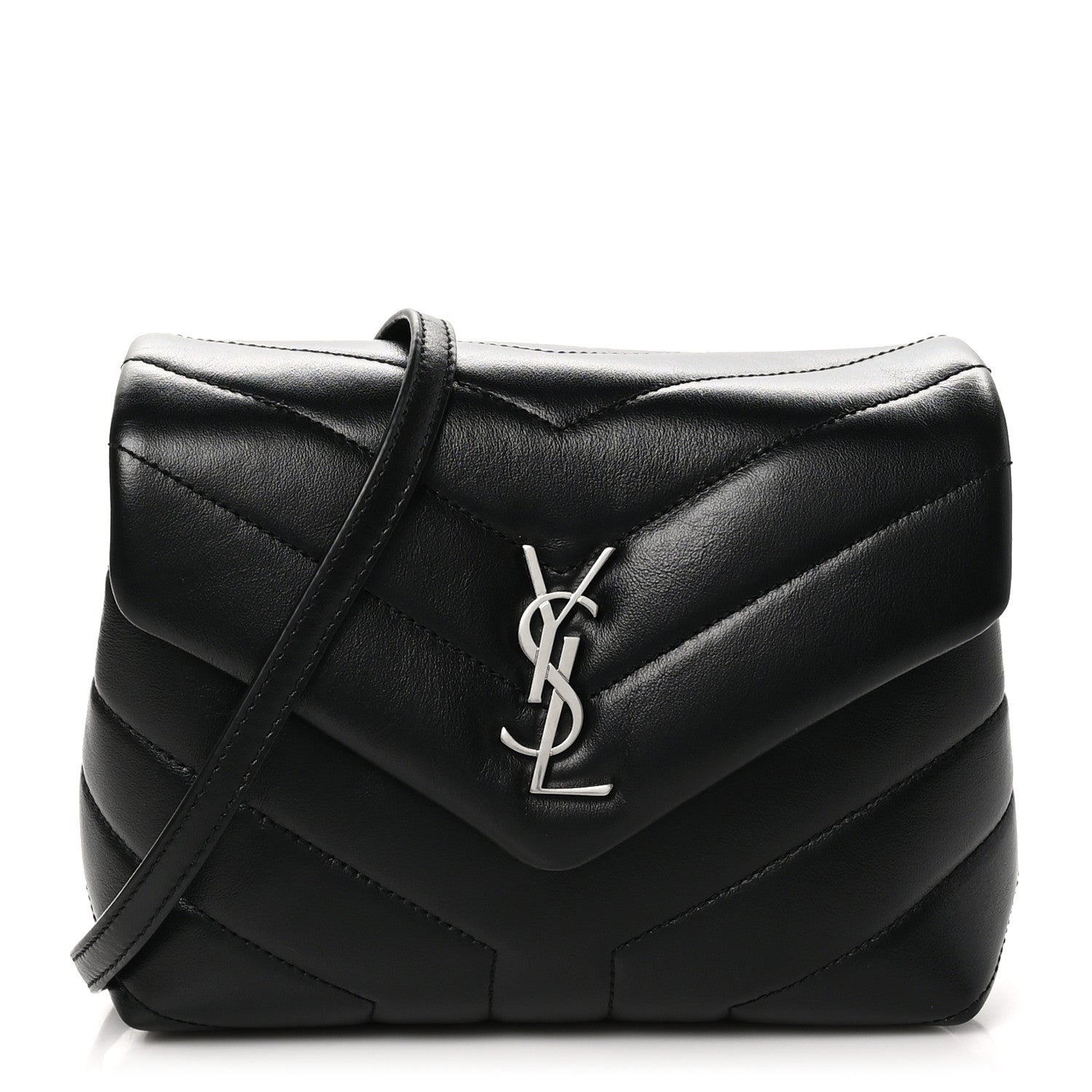 Saint Laurent Calfskin Y Quilted Monogram Toy Loulou Crossbody Bag Black 1 of 11