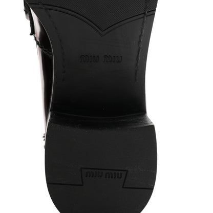 Miu Miu Spazzolato Fume Penny Platform Loafers 39 Porpora 7 of 10