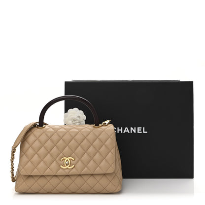 Chanel Caviar Lizard Quilted Small Coco Handle Flap Beige 13 of 13