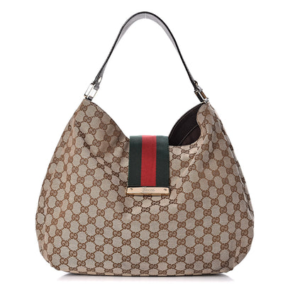 Gucci Monogram Large New Ladies Web Hobo Dark Brown 1 of 9