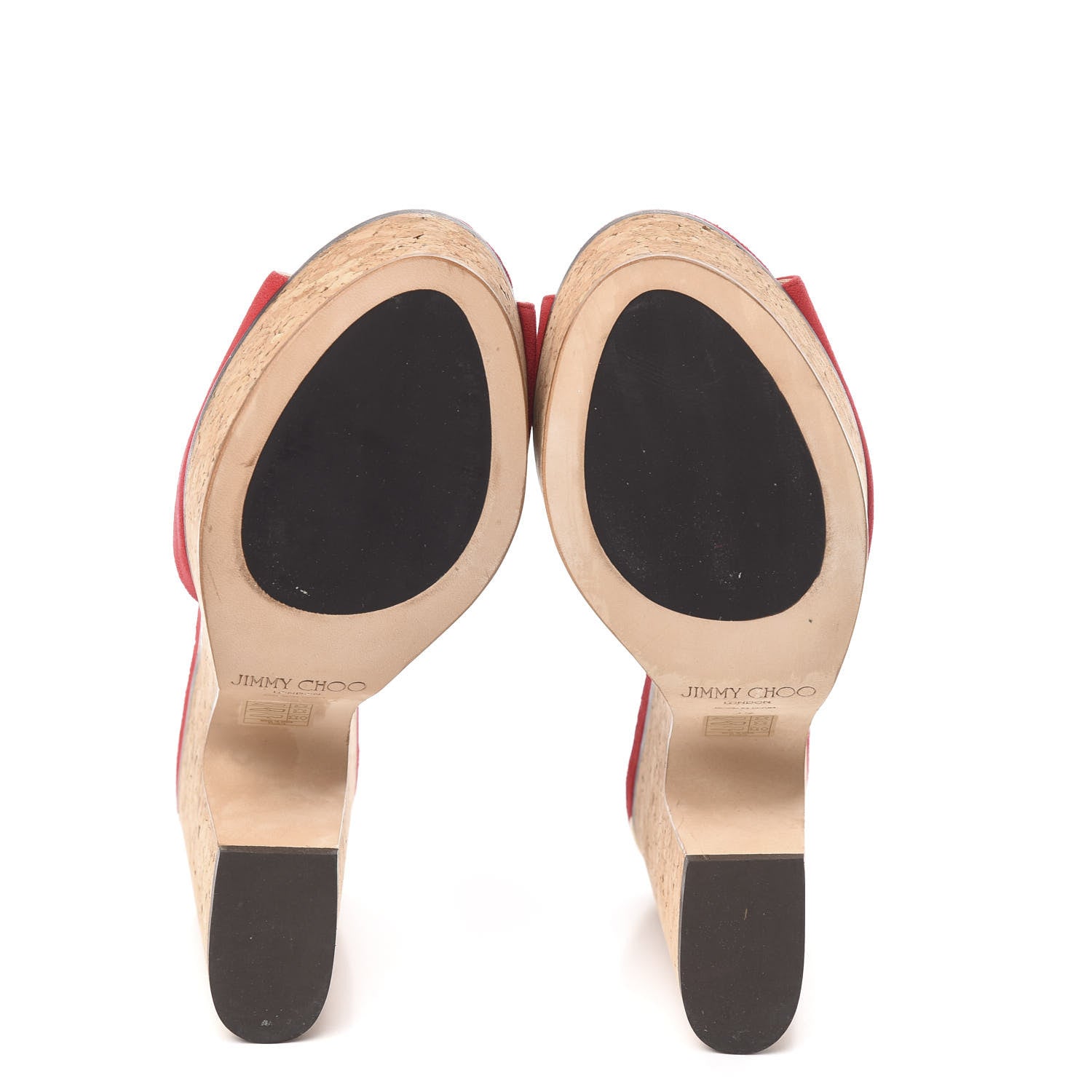 Jimmy Choo Suede Cork DeeDee Platform Sandals 39 Red 5 of 7