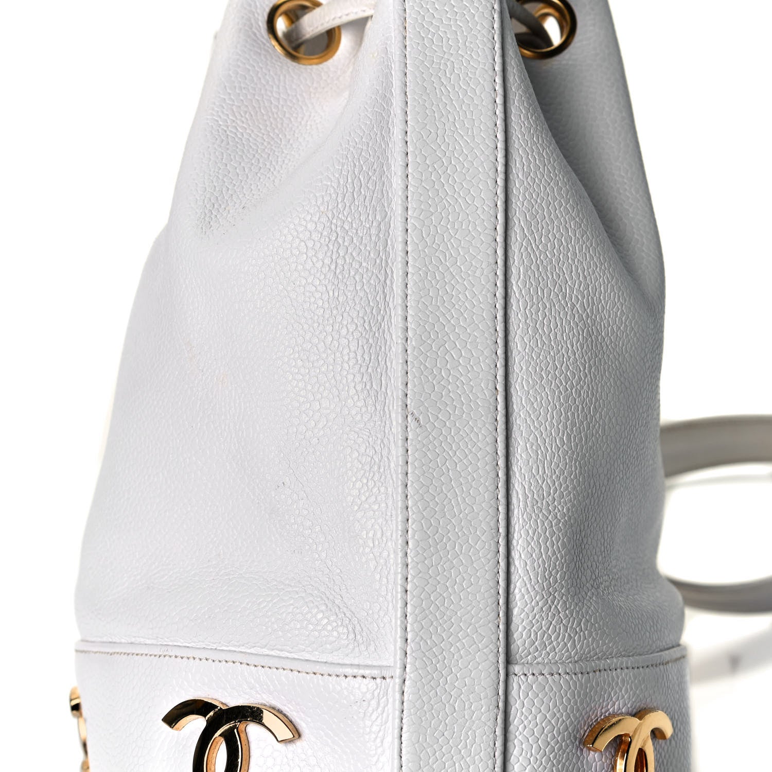 Chanel Caviar Drawstring Bucket Bag White 12 of 17