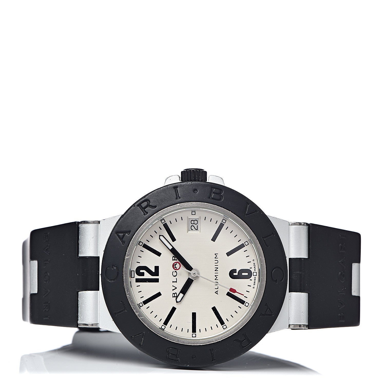 Bulgari Aluminum Rubber 38mm Diagono Quartz Watch 3 of 7