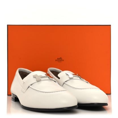 Hermes Calfskin Womens Paris Loafers 39.5 White 9 of 9