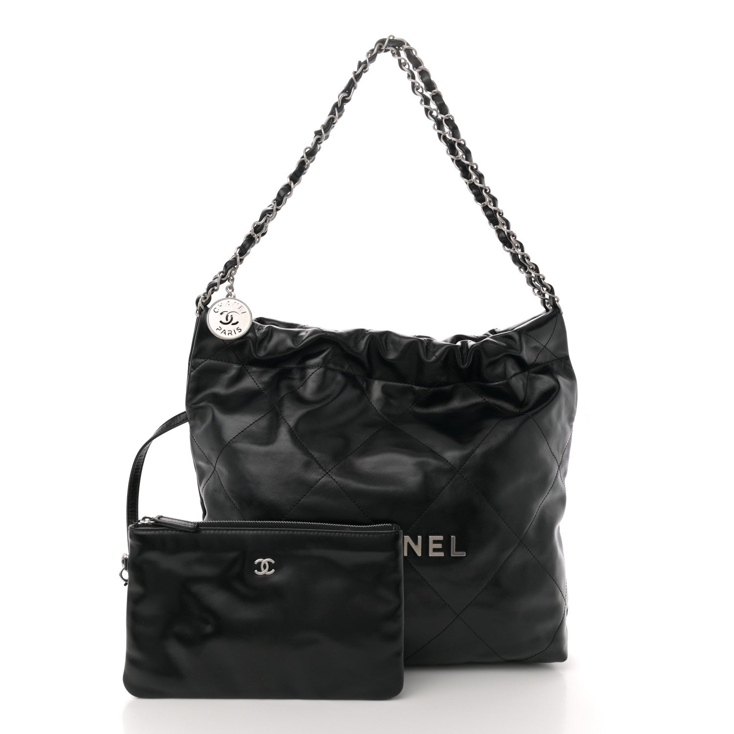 Chanel Shiny Calfskin Quilted Small Chanel 22 Black 3 of 12