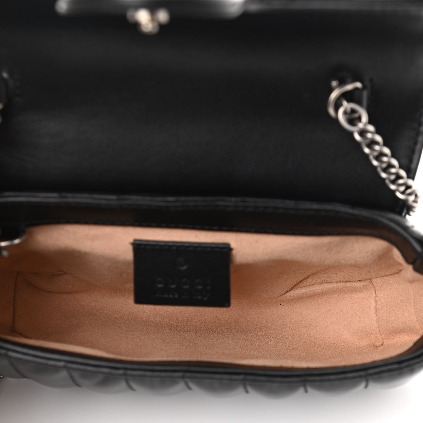 Calfskin Matelasse Aria Super Mini GG Marmont Shoulder Bag Black