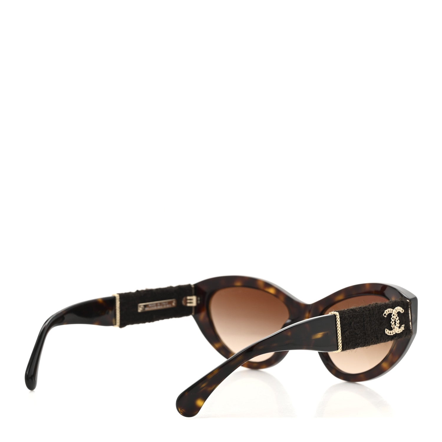 Chanel Acetate Tweed Wool CC Chain Sunglasses 5513 Tortoise 4 of 7