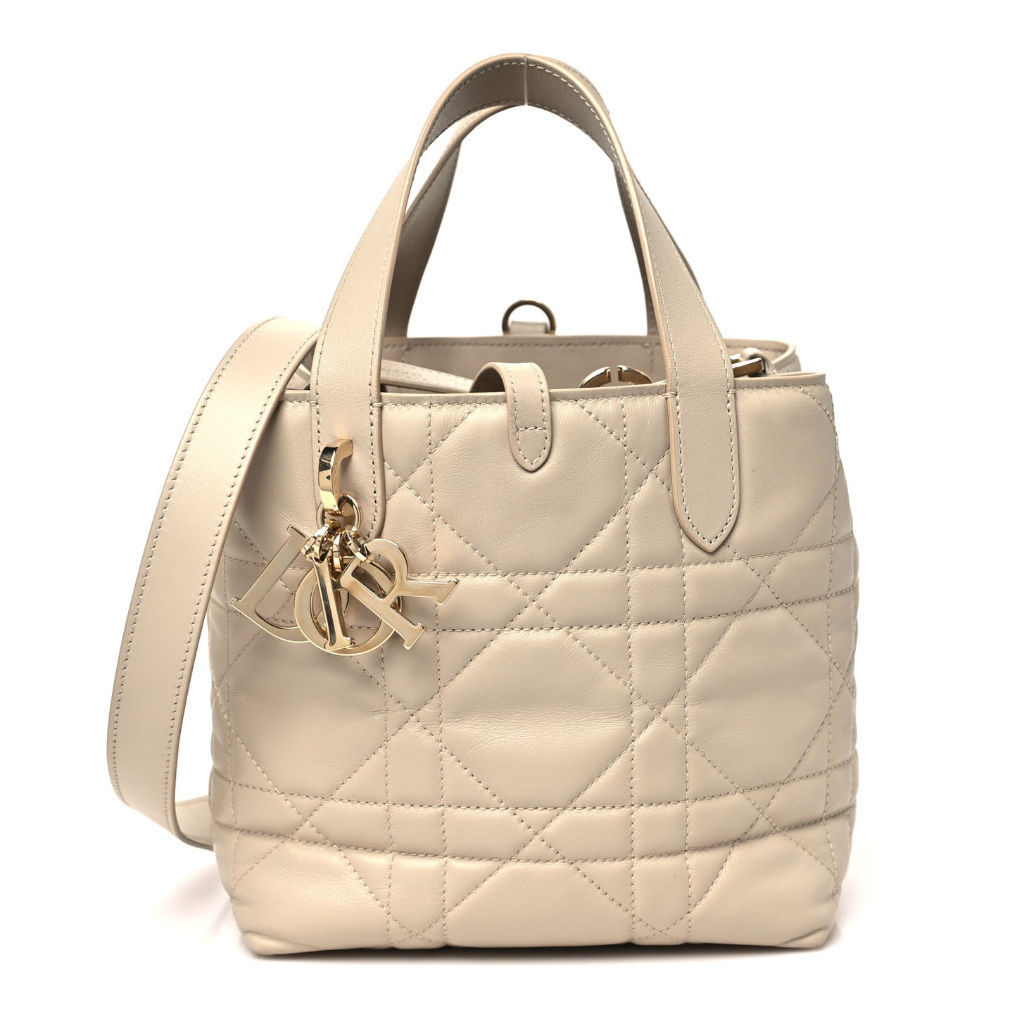 Calfskin Macrocannage Small Toujours Vertical Tote Powder Beige