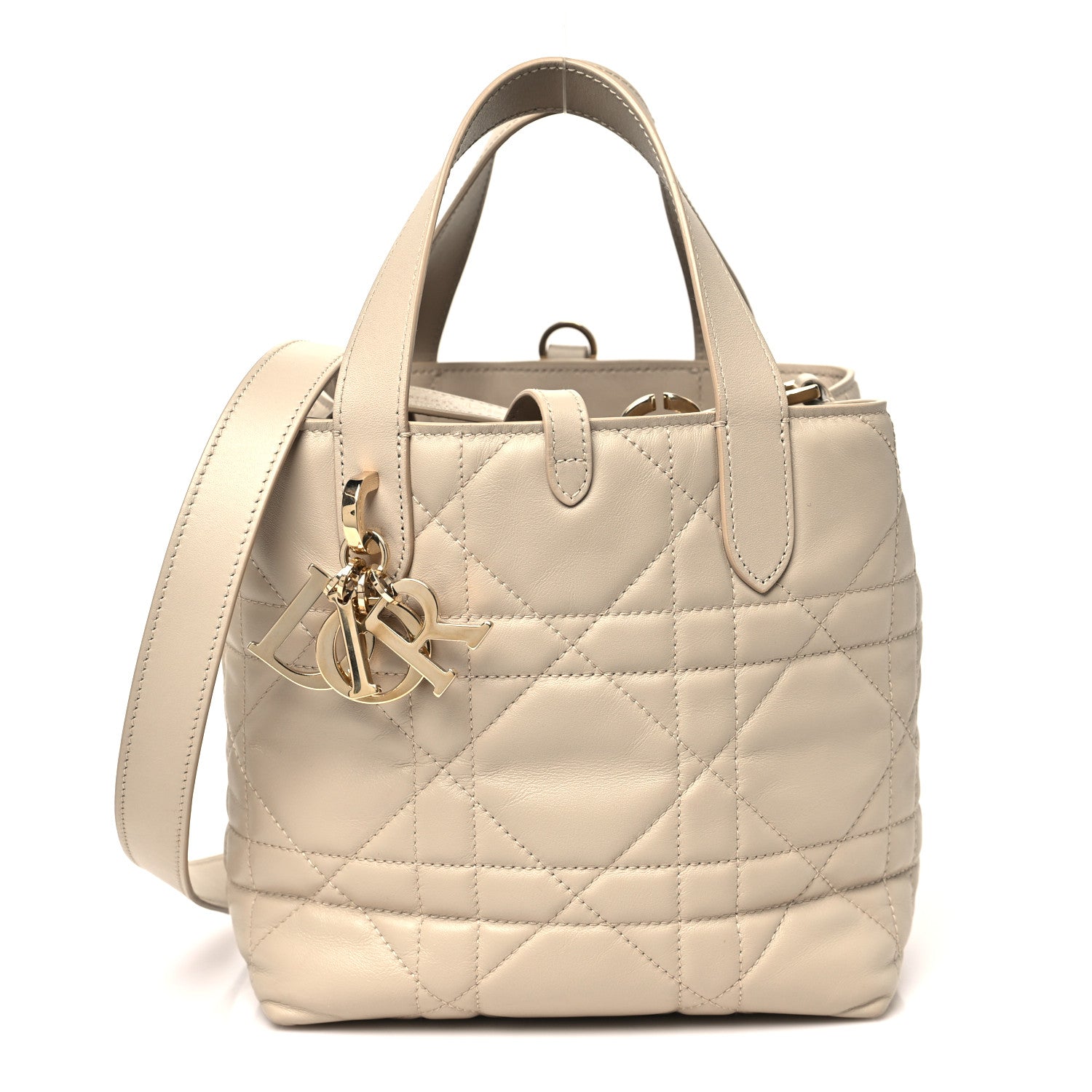 Christian Dior Calfskin Macrocannage Small Toujours Vertical Tote Powder Beige 1 of 11