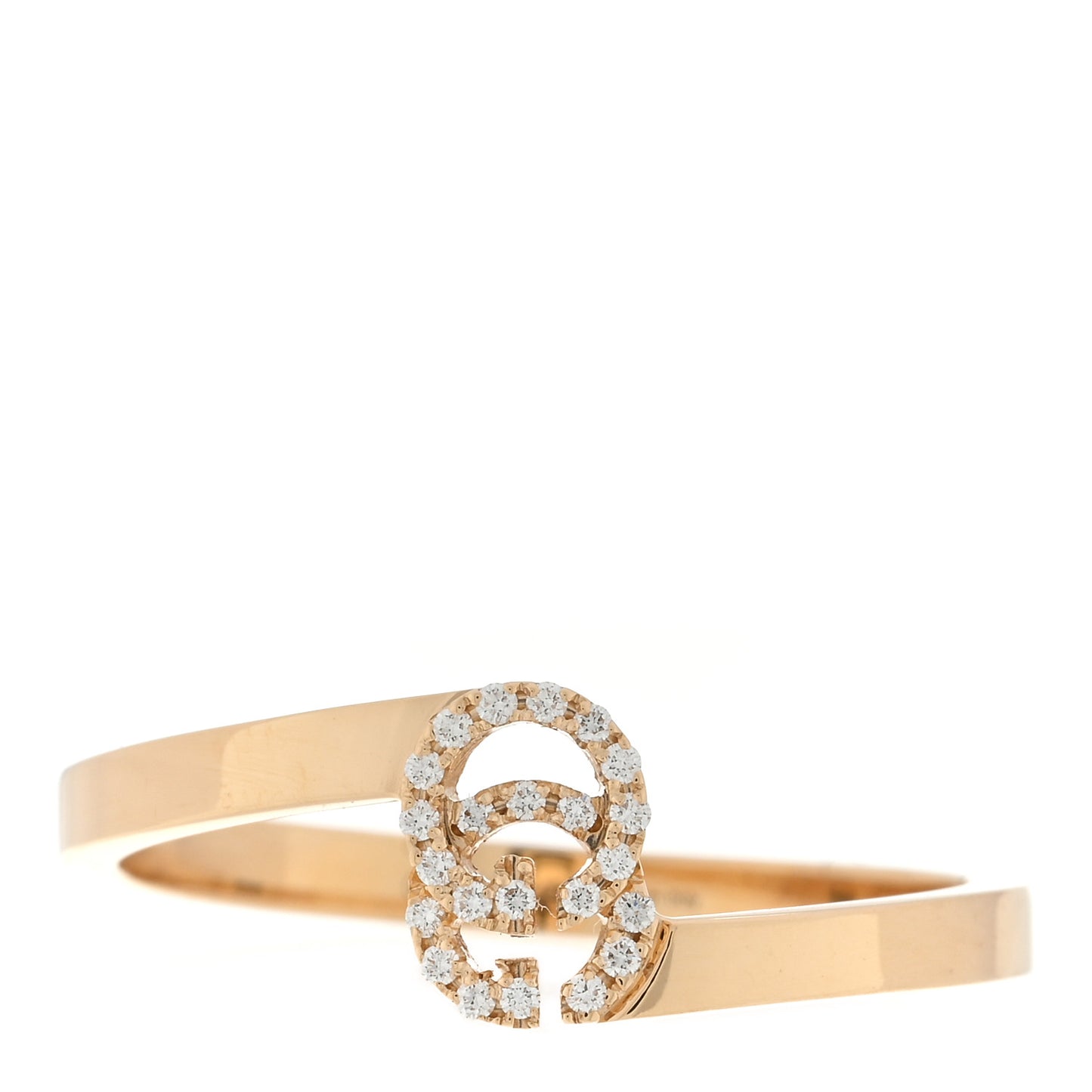 18K Yellow Gold Diamond GG Running Ring 55 7.25