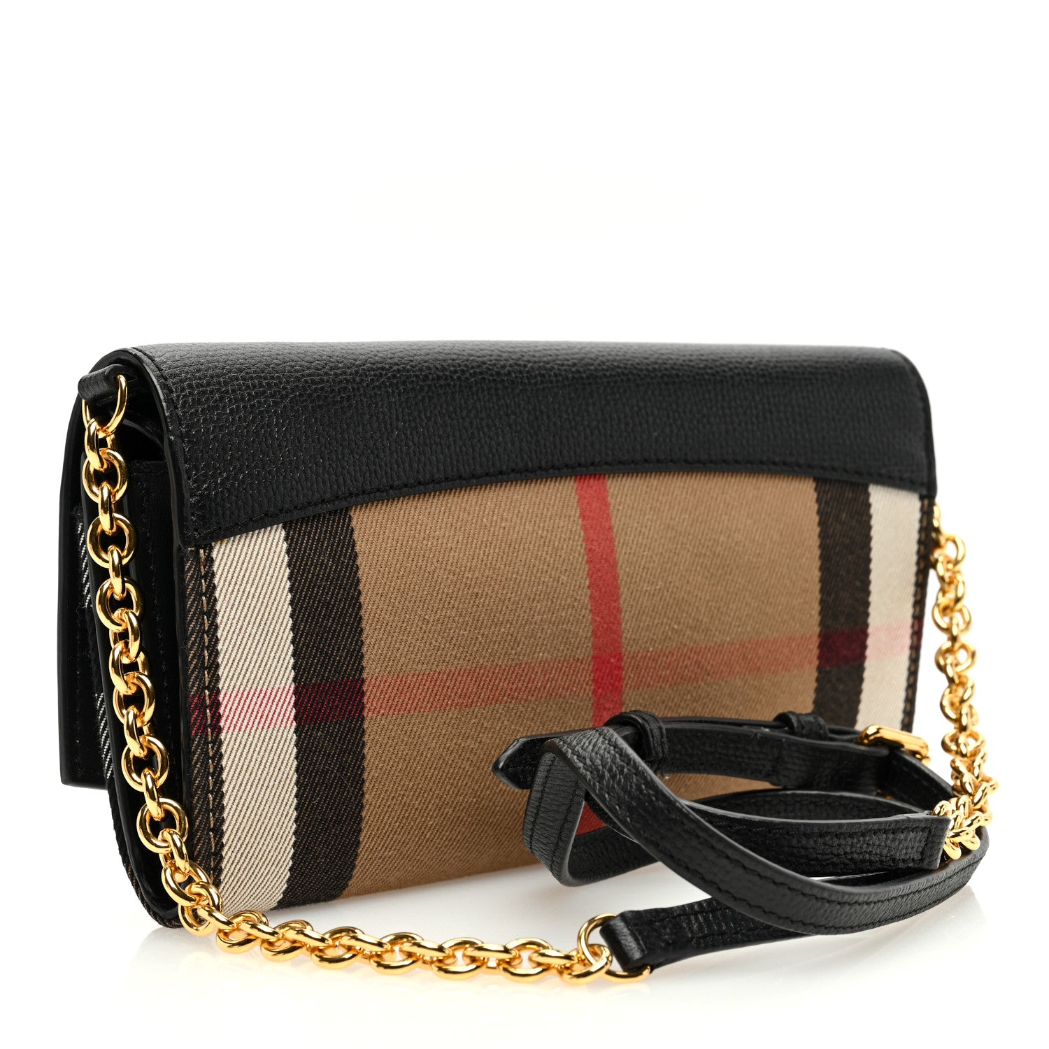 Burberry Calfskin House Check Henley Wallet On Chain Black Black 3 of 8