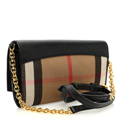 Burberry Calfskin House Check Henley Wallet On Chain Black Black 3 of 8
