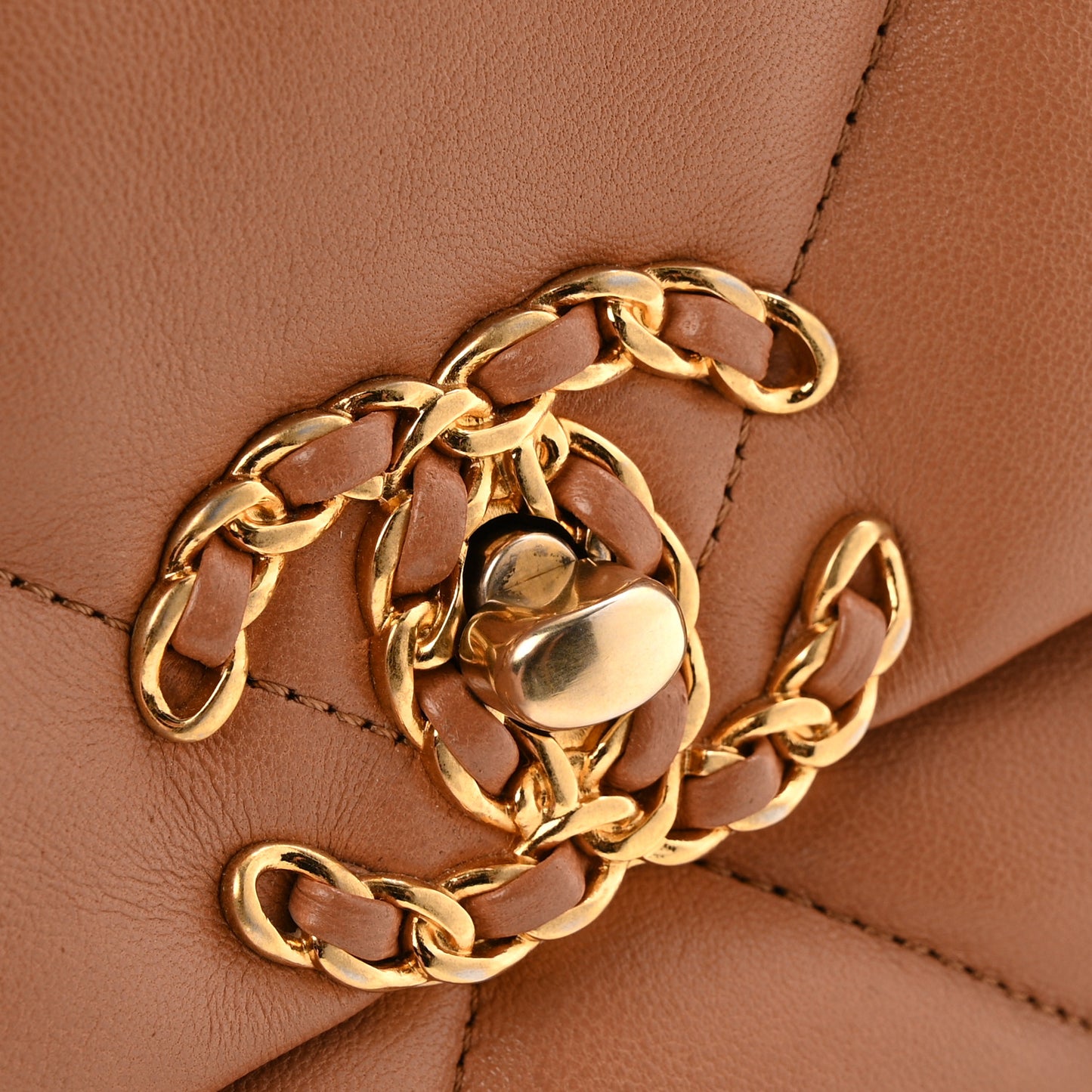 Lambskin Quilted Medium Chanel 19 Flap Brown