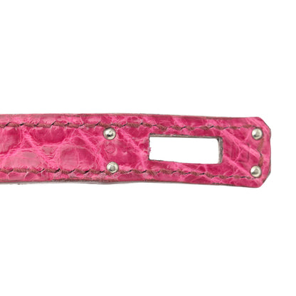 Hermes Shiny Niloticus Crocodile Kelly Pochette Fuchsia 7 of 13