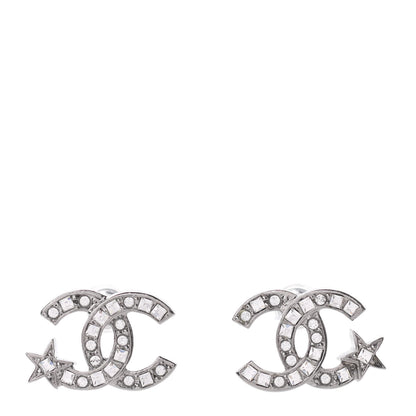 Chanel Crystal CC Starfall Earrings Silver 1 of 5