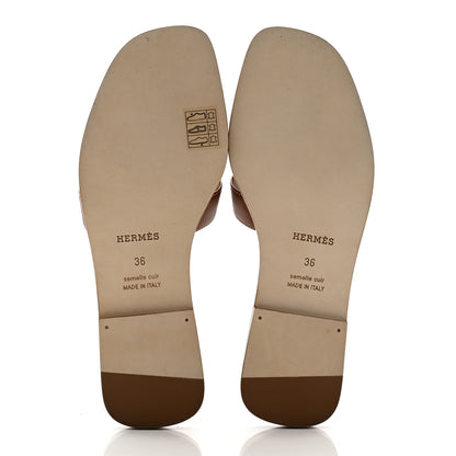 Hermes Box Calfskin Oran Sandals 36 Gold 5 of 9