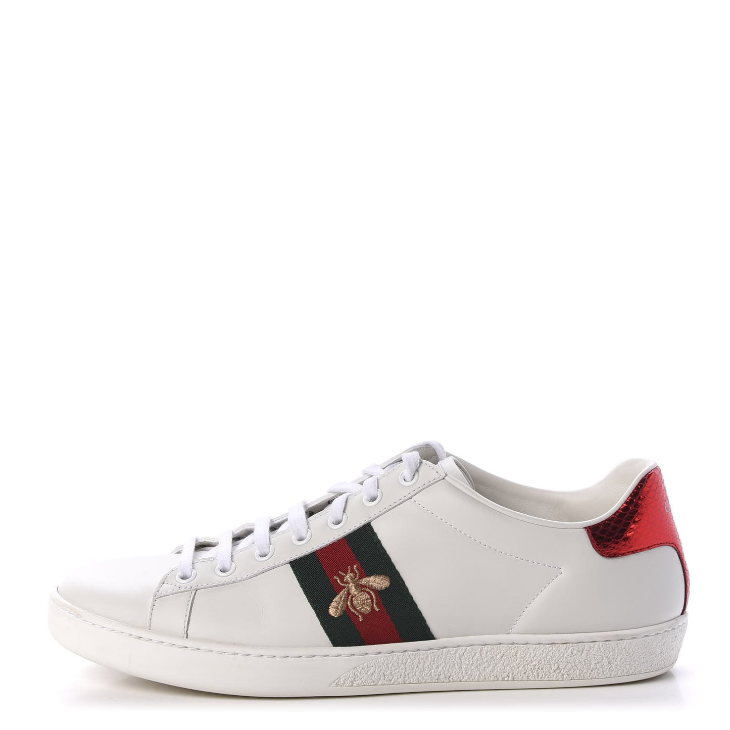 Calfskin Ayers Bee Embroidered Womens Ace Sneakers 41 White Green