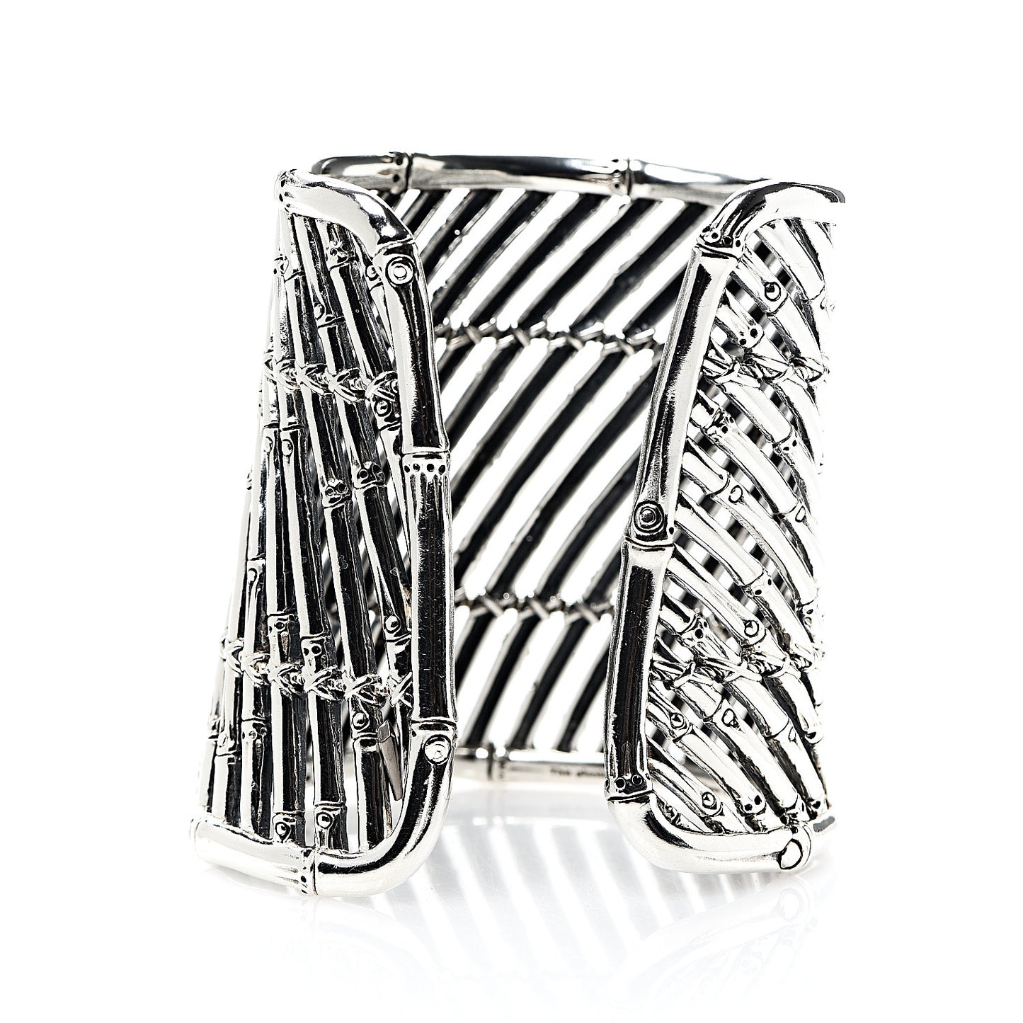 Sterling Silver 75mm Bamboo Cuff Bracelet