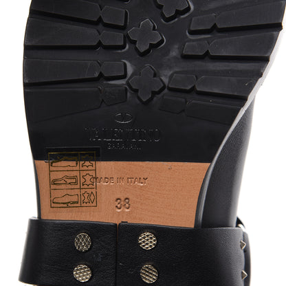 Valentino Garavani Calfskin Nappa Rockstud Spike 20mm Biker Boots 38 Black 6 of 9