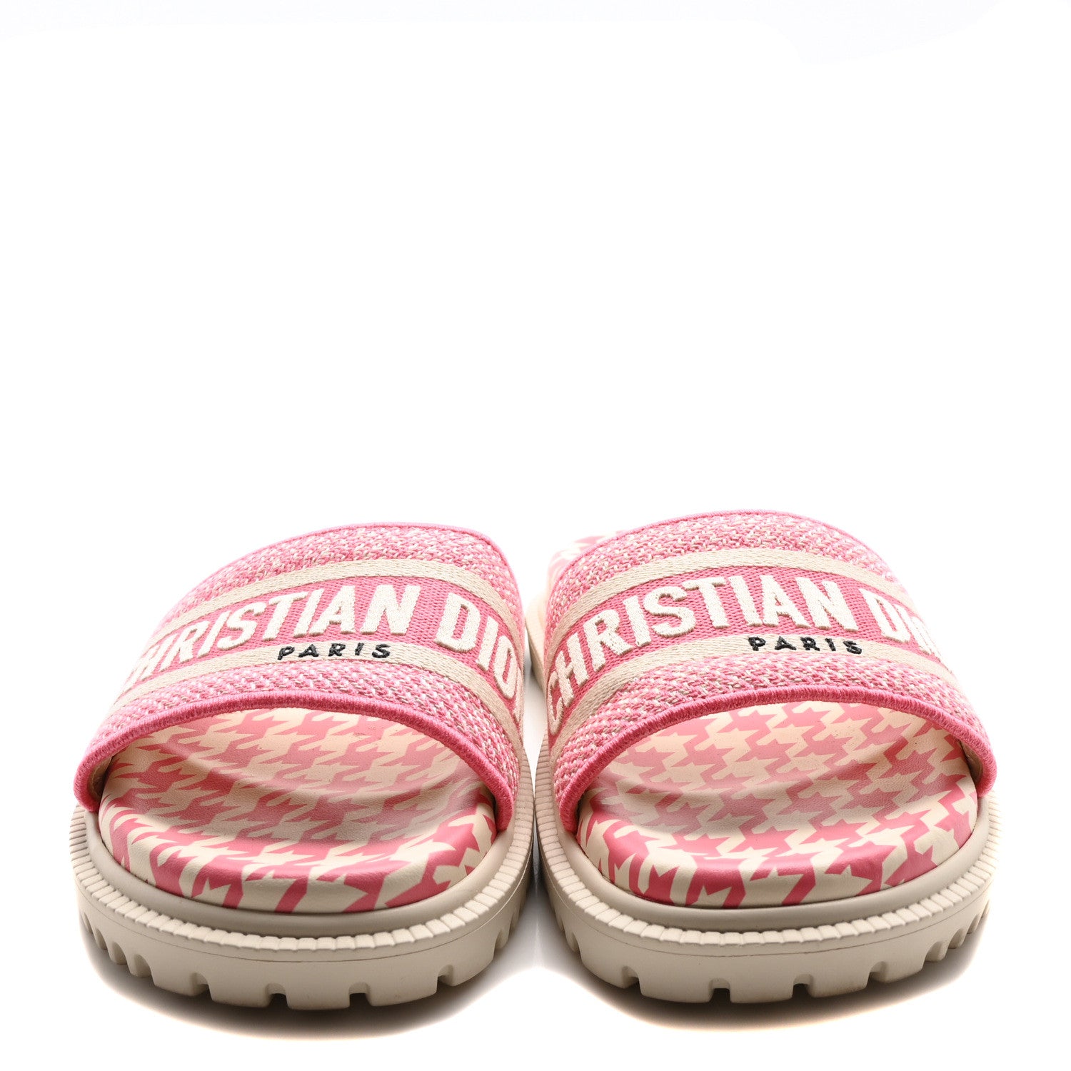 Christian Dior Micro PDP Cotton Houndstooth Embroidered Dway 10mm Slide Sandals 36.5 Peony 3 of 8