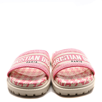 Christian Dior Micro PDP Cotton Houndstooth Embroidered Dway 10mm Slide Sandals 36.5 Peony 3 of 8