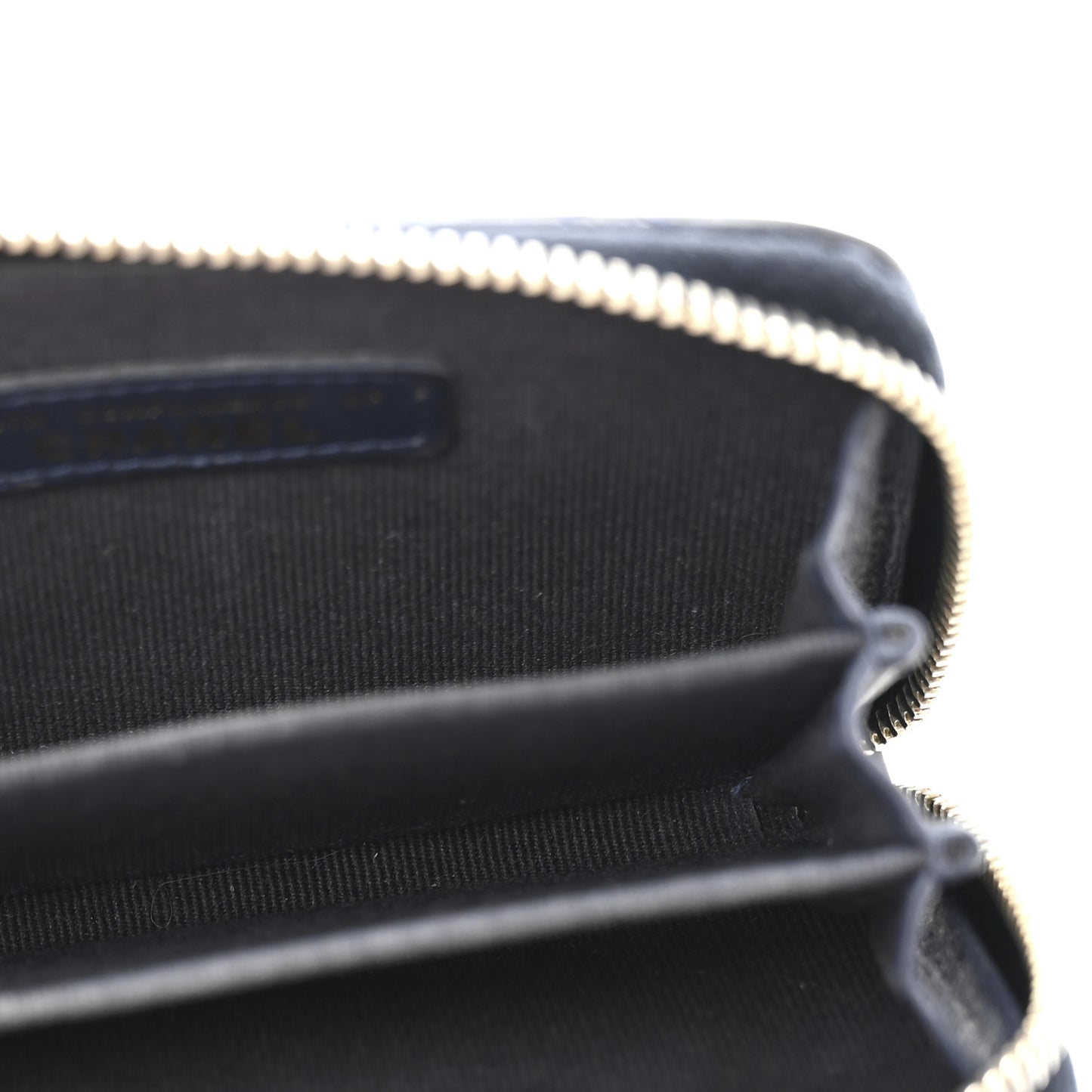 Caviar Enamel Coco Casino Quilted Zip Coin Purse Navy Blue