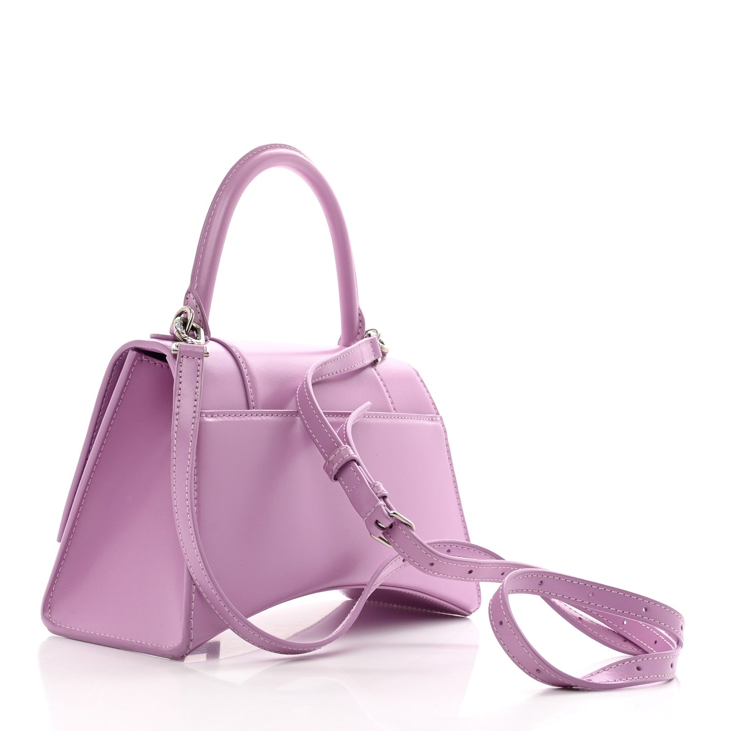 Balenciaga Shiny Box Calfskin Tonal B Small Hourglass Top Handle Bag Lilac 3 of 16